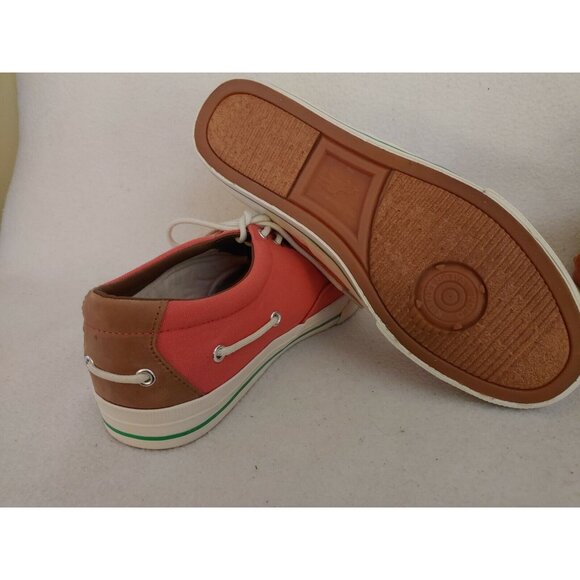 New Men Polo Ralph Lauren Vance Side Lace Red Canvas Boat Shoes Size 10.5 D main image 5